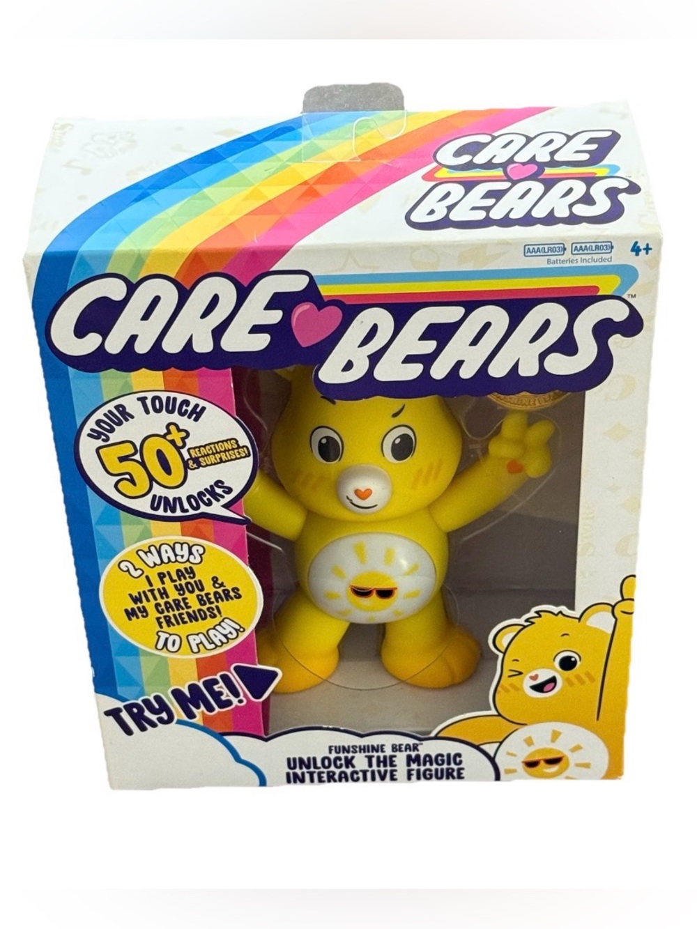 2020 Care Bears 5" Interactive Figure Funshine Bear NIB Unlocks 50+ Surprises!